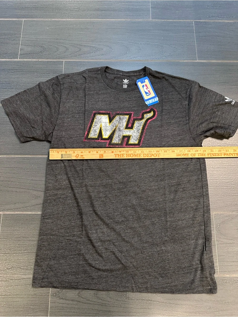 Adidas Vintage 2013 Official NBA Men's Charcoal Gray MH Logo Short Sleeve Tee
